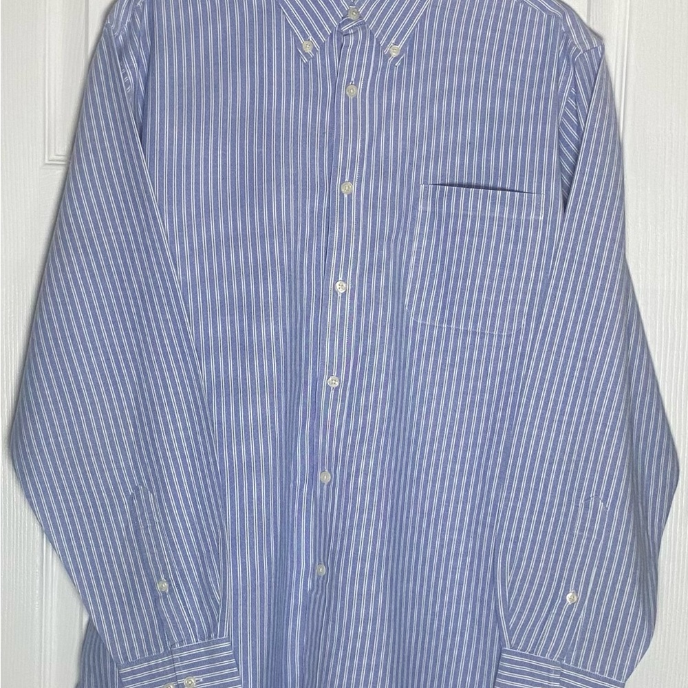 Dockers Blue and White Striped Button-Down Shirt